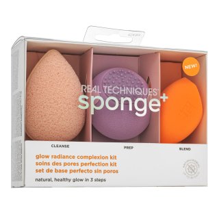E-shop Real Techniques Sponge+ Glow Radiance Complexion Kit 3pcs sada pre zjednotenú a rozjasnenú pleť