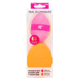 E-shop Real Techniques Miracle 2-in-1 Powder Puff + Travel Case hubka na make-up