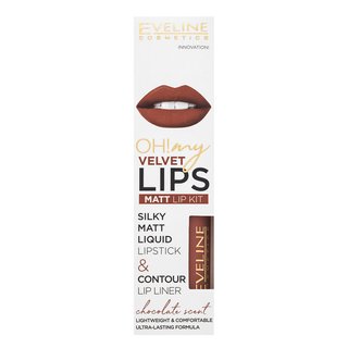 Eveline OH! My Velvet Lips Matt Lip Kit 12 Praline Eclair Sada Na Pery Pre Matný Efekt 4,5 Ml