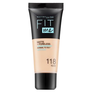MAYBELLINE NEW YORK Fit Me! Matte+Poreless zmatňujúci make-up pre normálnu až mastnú pleť odtieň 118 Nude 30 ml